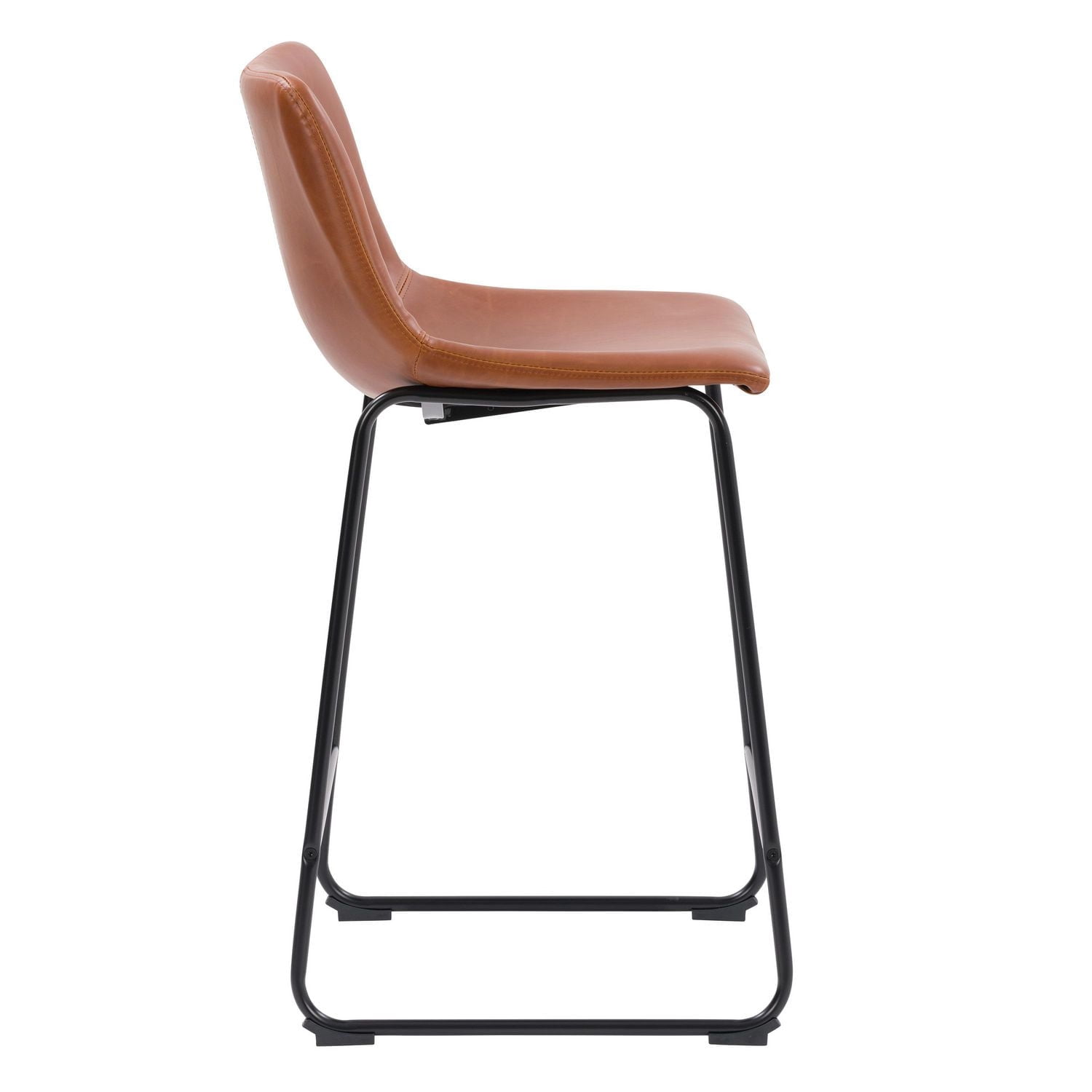 CorLiving Palmer Set of 2 Modern Mid Back Faux Leather Upholstered Counter Height Indoor Barstools
