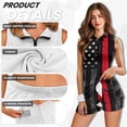thumbnail image 5 of Uorisanigo US Flag Couple Matching Outfit Mens Golf Shirt 1/4 Zip Up Short Sleeve Quick-Dry Collared Blouse Tops and Womens Golf Dress with Shorts Sleeveless Workout Athletic Dresses, 5 of 8
