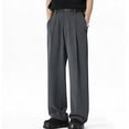 thumbnail image 5 of BVnarty Mens Baggy Casual Dress Pants Lightweight Pleated Old Money Style Wide Leg Loose Relaxed Fit Trousers Dark Gray L, 5 of 6