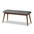 thumbnail image 1 of Baxton Studio Flora Upholstered Wood Bench in Dark Gray and Medium Oak, 1 of 8