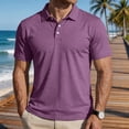 thumbnail image 2 of Men’s Hawaiian Polo Shirts Summer Golf Beach Short Sleeve Solid T-Shirts Quick Dry Lightweight Regular Fit Collared Shirt Purple 2XL, 2 of 6