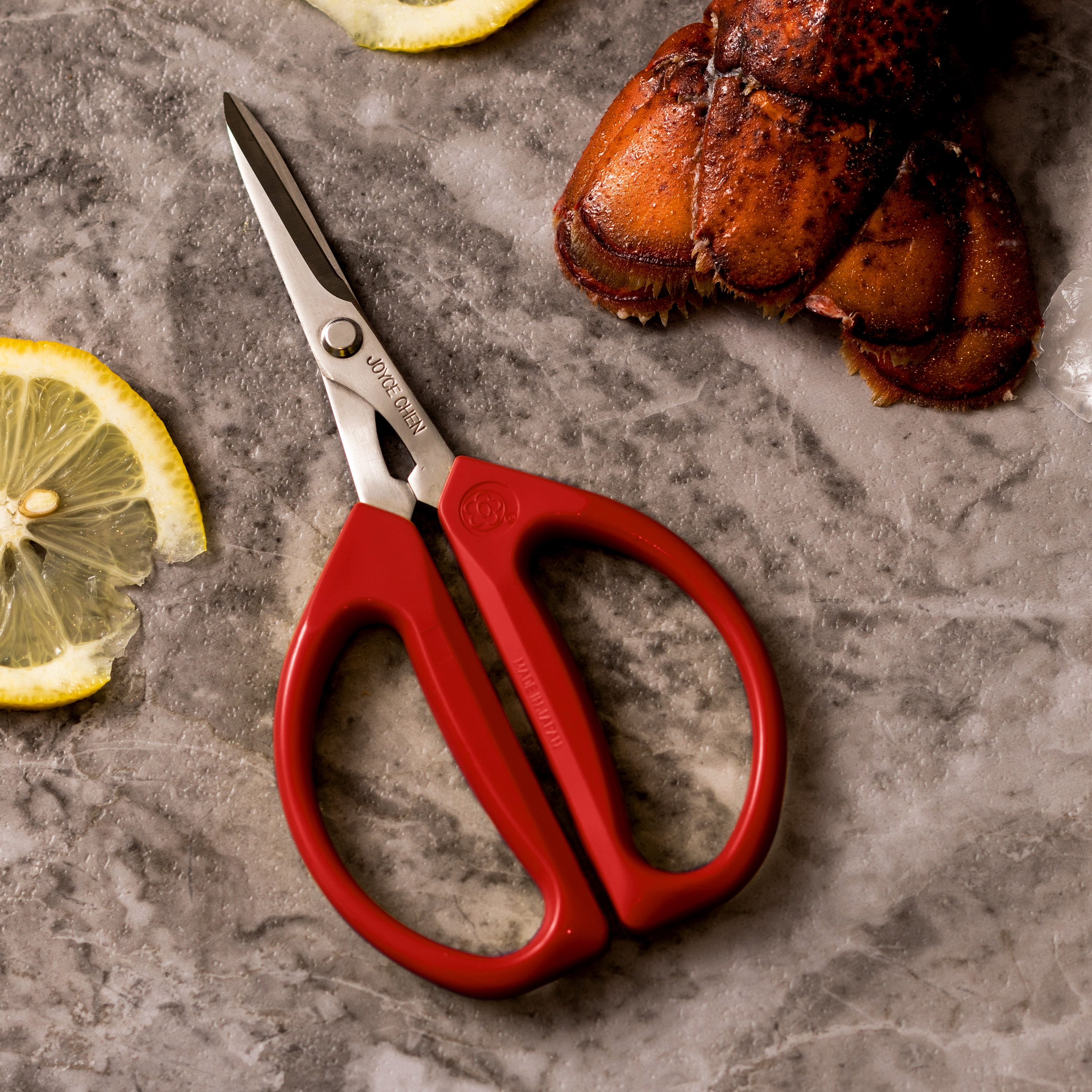 Joyce Chen Kitchen Shears 2-Pack - Includes 8-inch Deluxe and 6-inch Original Unlimited Kitchen Scissors, Dark Navy and Red Handles
