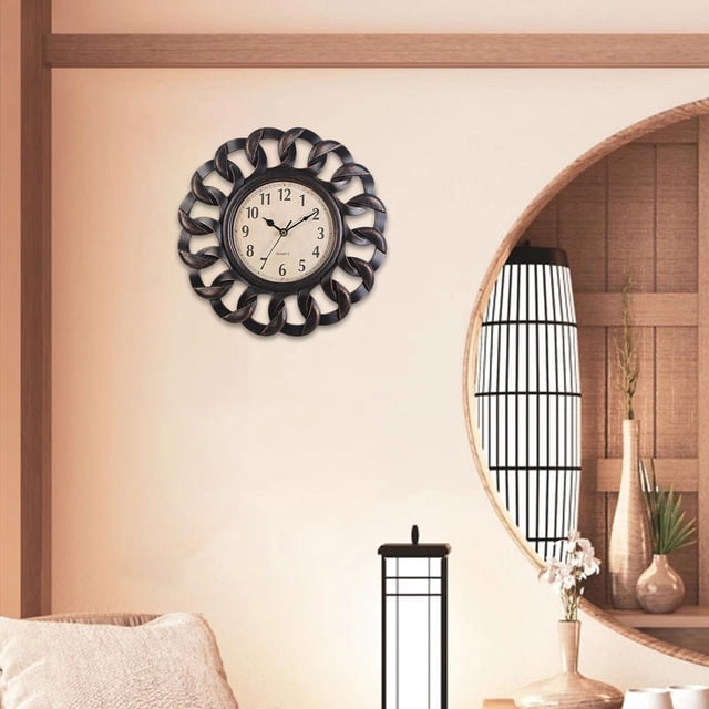 Reloj de Pared 10 Pulgadas, Números Arábigos Elegantes Que Funcionan con , Relojes Colgantes Creativos para Decoración, Cafetería, Comed Negro perfecl Reloj de pared retro