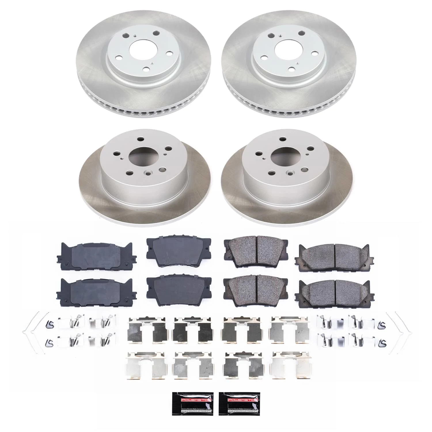 PowerStop Front and Rear Semi-Coated Rotor and Low-Dust Ceramic Brake Pad Kit SC2822