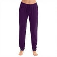 thumbnail image 2 of Women's Buffalo Plaid Print Jogger Pants with Pockets Drawstring Cuffed Ankles Casual Pajama & Lounge Pant Purple M, 2 of 5