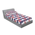 thumbnail image 3 of Ambesonne Nautical Fitted Sheet & Pillow Sham Set, Crabs on Striped, Queen, Red and Navy Blue, 3 of 3