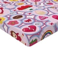 thumbnail image 2 of Ambesonne Fashion Emoji Fitted Sheet, Lady Hearts Flowers, King Size, Blush Hot Pink White, 2 of 3