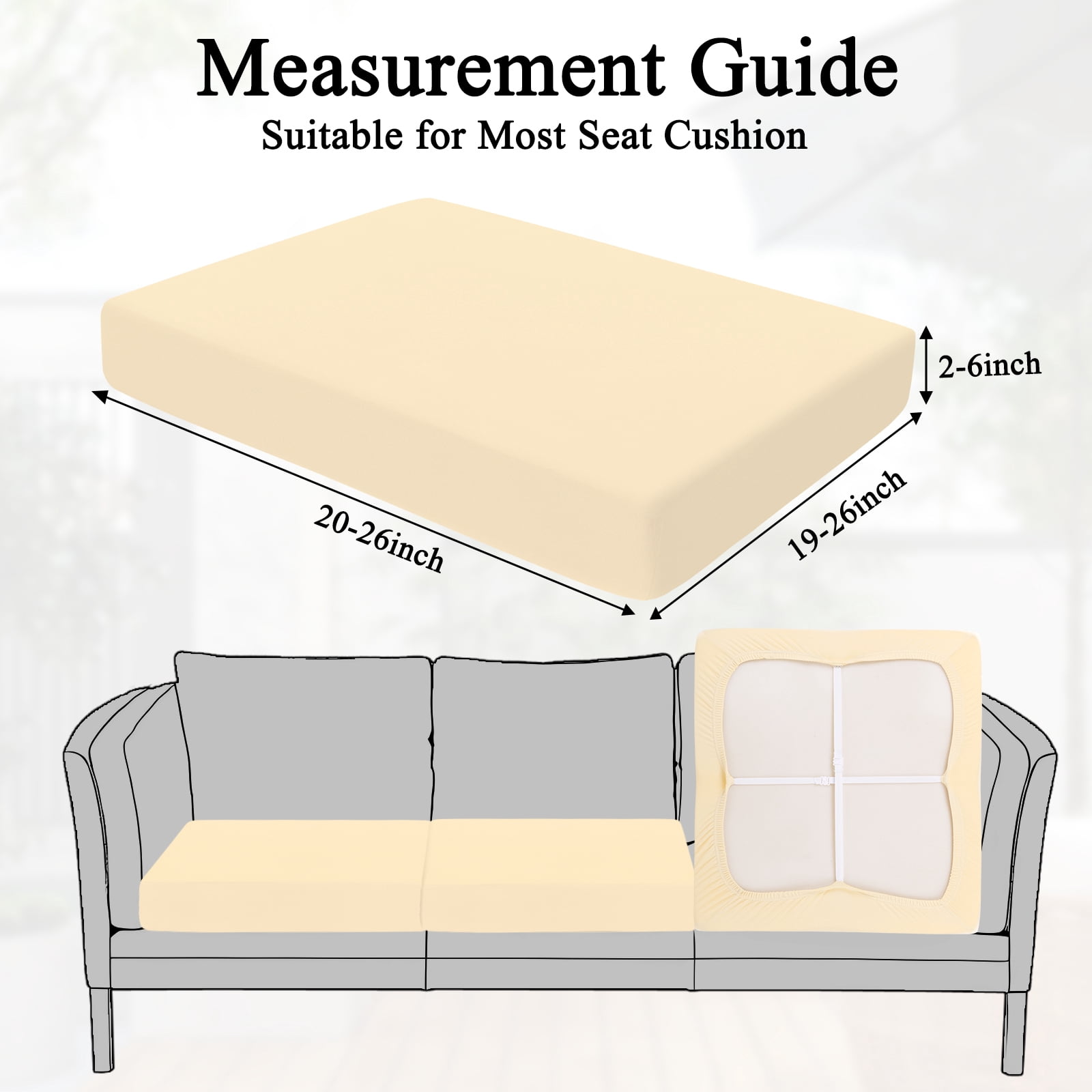 12 Pcs Patio Outdoor Cushion Covers Replacement Waterproof Stretch Sofa Couch Cushion Covers Washable Individual Couch Slipcovers Set Furniture Protector
