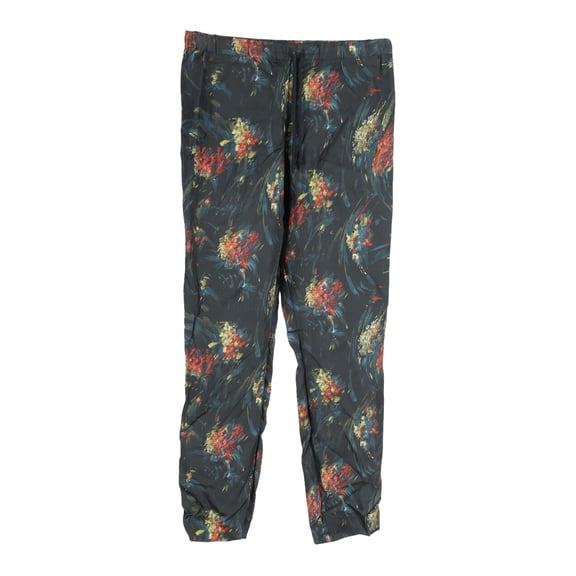 Pre-Owned Dries Van Noten Floral Trousers in Black Viscose