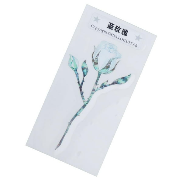 Calcomanía adhesiva universal con incrustaciones de rosa azul para clavijero de guitarra, cuerpo de bajo y clavijero.