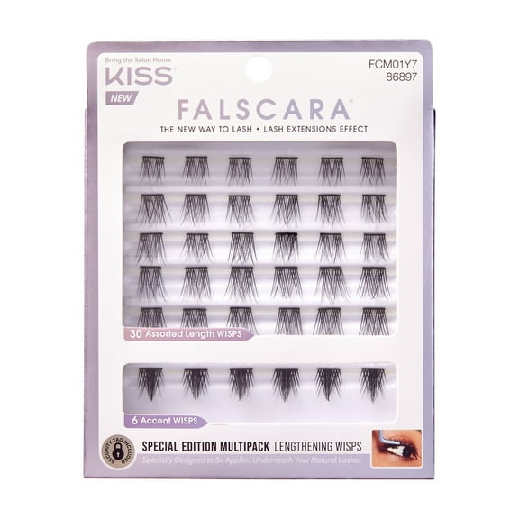 KISS Falscara Multipack, Lash Clusters, Lengthening Wisps, 12 mm, 36 Wisps