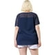 thumbnail image 5 of Plus Size Blouse for Women's Top T Shirt Contrast Panel Dots Summer Short Sleeve Blouse Navy Blue 2X, 5 of 7