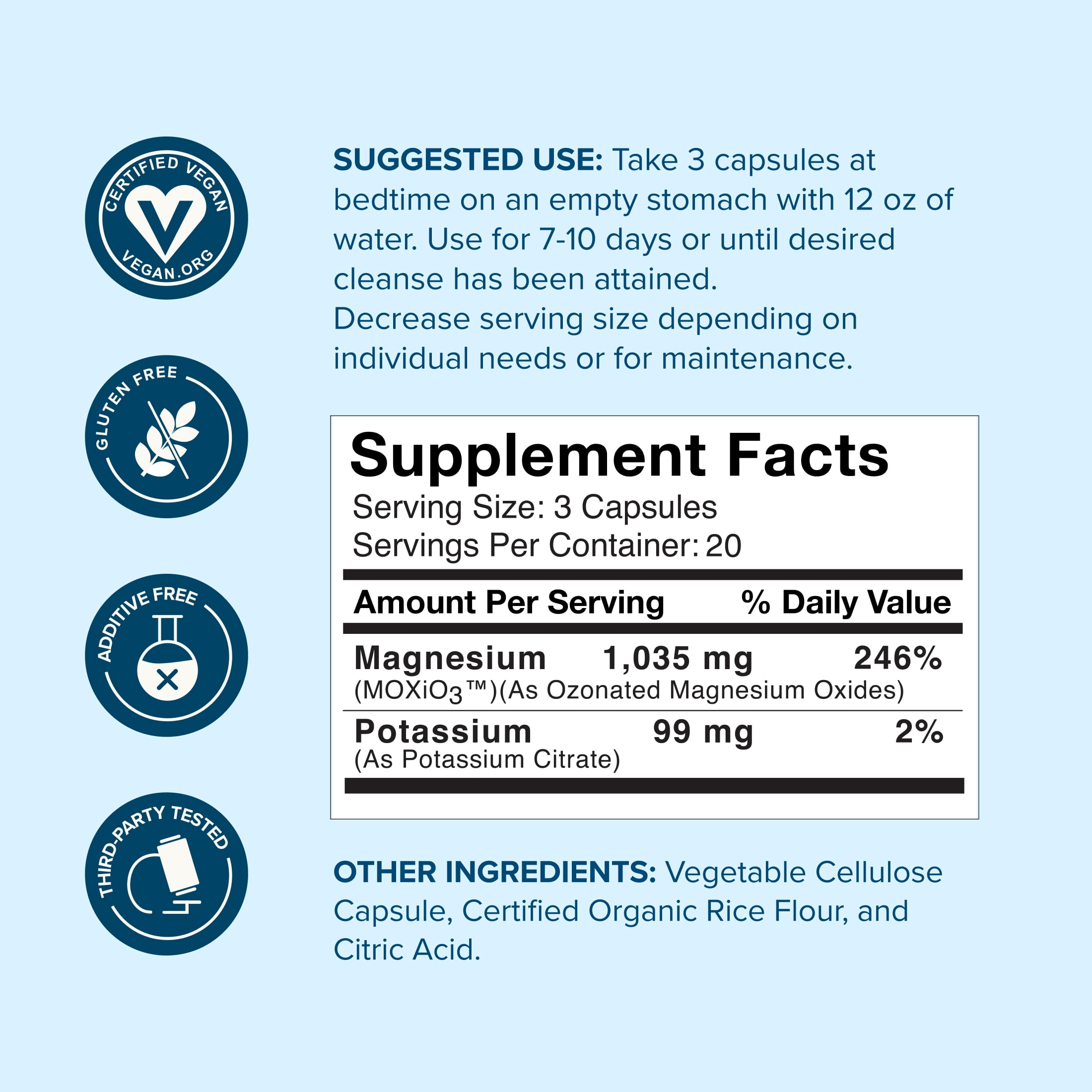 Nbpure MagO7 Colon Cleanse & Detox with Ozonated Magnesium Oxides for Constipation & Bloating Relief, 60 Capsules