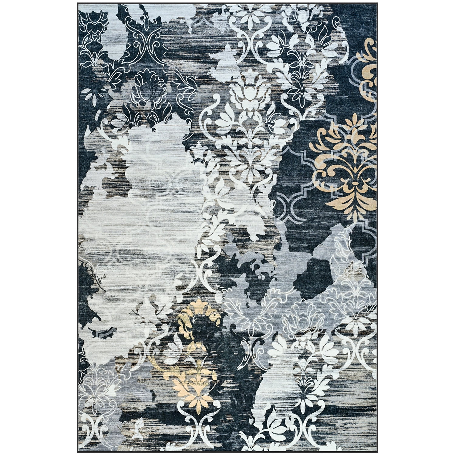 Wondo Modern Abstract Area Rugs 6x9, Large Washable Rugs for Living Room Soft Rugs for Bedroom, Black