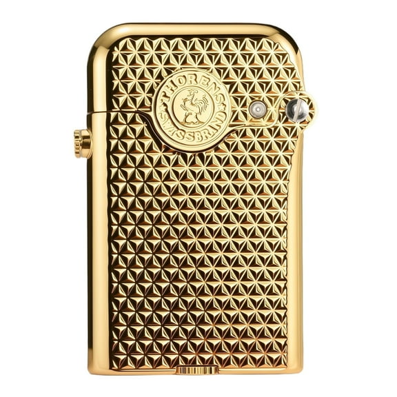 Classic Retro Copper Kerosene Lighter,Soft-Flame,Automatic Ignition, Refillable,Safety Lock,Electroplated 18K Gold, Engraving,Gift Box,Men's Gift,Collectible,Thorens Gen3-Single Claw Diamond Grid