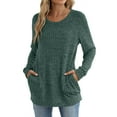 thumbnail image 5 of qolati Ribbed Knit Sweters for Women Dressy Casual Long Sleeve Shirts Crewneck Fall Outfits with Pockets Long Tunic Tops XL, 5 of 8