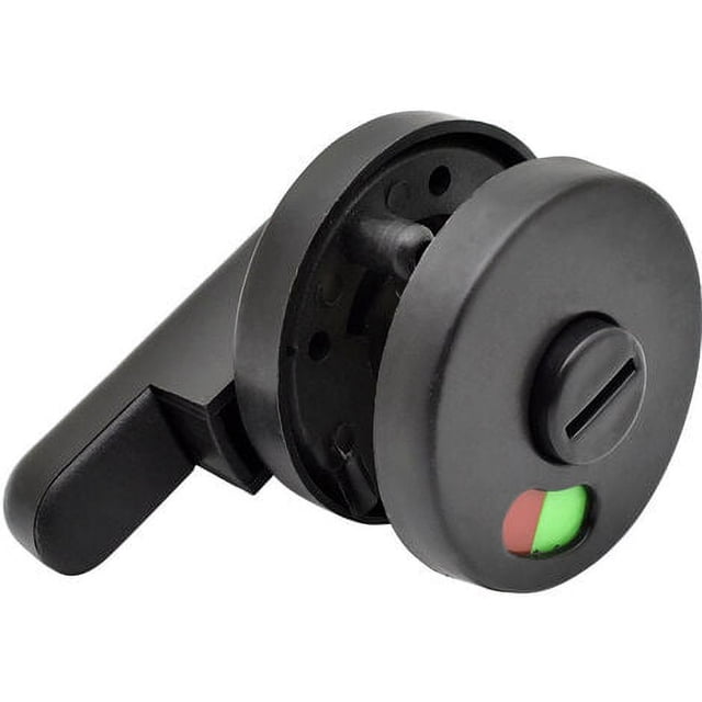 Cerradura para puerta de inodoro con indicador de bloqueo, color negro, 1 unidad