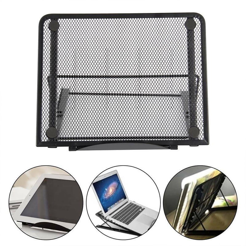 Laptop Pad Stand Holder Riser Support Mesh Folding Table Adjustable Tray Black