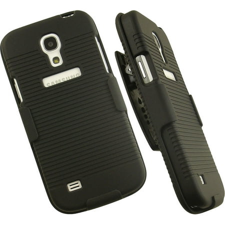 BLACK HARD CASE + BELT CLIP HOLSTER STAND FOR SAMSUNG GALAXY S4 MINI i9190