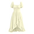 thumbnail image 5 of SAWOBUUN Renaissance Dress Women Medieval Gothic Dress Short Sleeve Lace-Up Bodice High-Low Ruffle Hem Maxi Dress for Halloween, 5 of 8