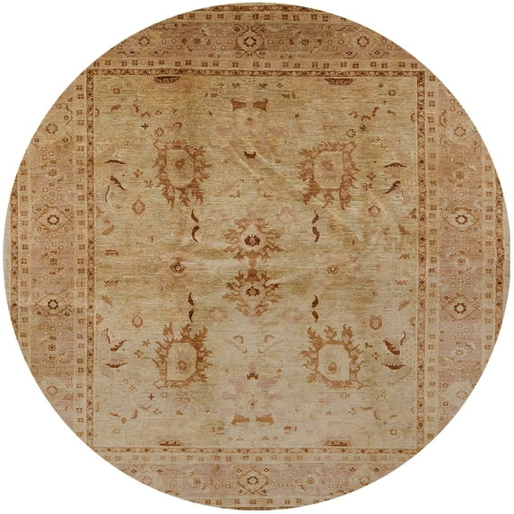 Ahgly Company Indoor Round Mid-Century Modern Brown Sand Brown Oriental Area Rugs, 5' Round