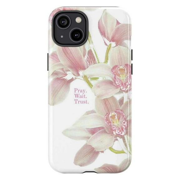 Faith Inspired Floral Phone Case, Pink Orchid and Motivation Quote Design, Elegant Artistic iPhone Cover for iPhone 17 16 15 14 13 12 11 Plus Pro Max Mini
