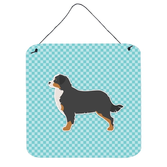 Carolines Treasures BB3719DS66 Bernese Mountain Dog Checkerboard Blue Wall or Door Hanging Prints