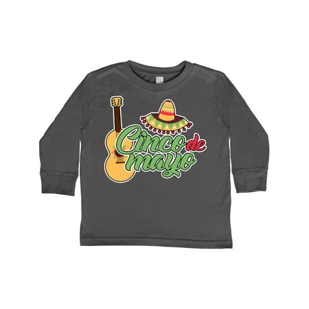 

Inktastic Cinco De Mayo with Guitar and Sombrero Gift Toddler Boy or Toddler Girl Long Sleeve T-Shirt