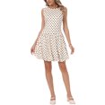 thumbnail image 2 of INSPIRE CHIC Polka Dot Dress for Women's Summer Sleeveless Crew Neck Mini Dress Trendy M Beige, 2 of 6