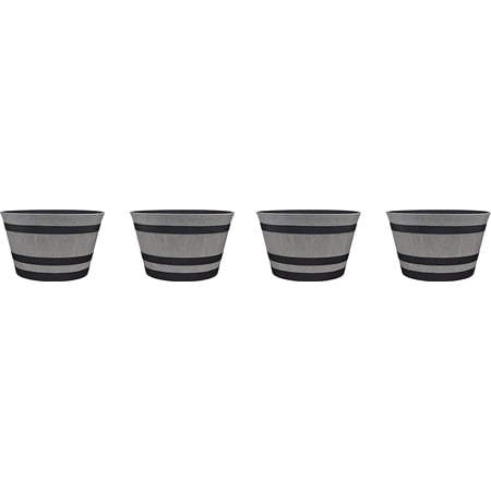 Southern Patio 15.5  Resin Whiskey Barrel Planter  Birchwood Grey Pack of 4