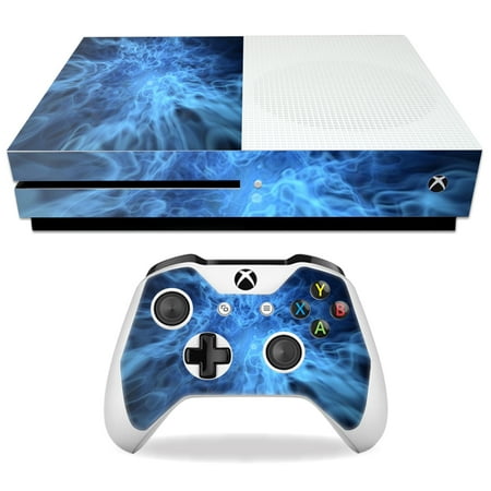 - MightySkins Protective Vinyl Skin Decal for Microsoft Xbox One S wrap cover sticker skins Blue Mystic Flames
