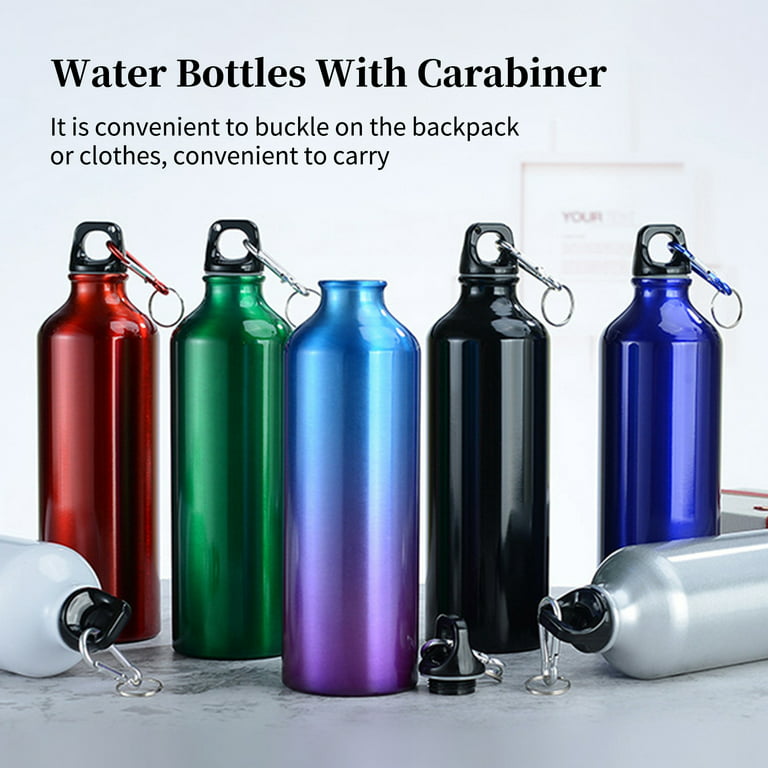 750Ml Water Bottles with Carabiner Portable Aluminum Water Bottle