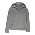 thumbnail image 4 of Bazeneo Hoodies for Men Lace Up Hooded Sweatshirts Vintage Long Sleeve Jumpers with Pocket Oversized Work Hoodies Retro Drawstring Tactical Hoodie Mens Causal Workwear, 4 of 4