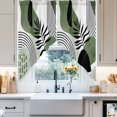 thumbnail image 2 of Swag Curtain Valances Boho Abstract Mid Century Swag Valances for Kitchen Windows Green Modern Geometric Leaf Short Topper Curtains Valance Tier Pair for Kitchen Bedroom Living Room Bathroom 28"x36", 2 of 8
