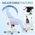 thumbnail image 3 of CELTOSS Pink Office Chair, Flip-Up Arms, Adjustable Lumbar Support, Pink, 3 of 10