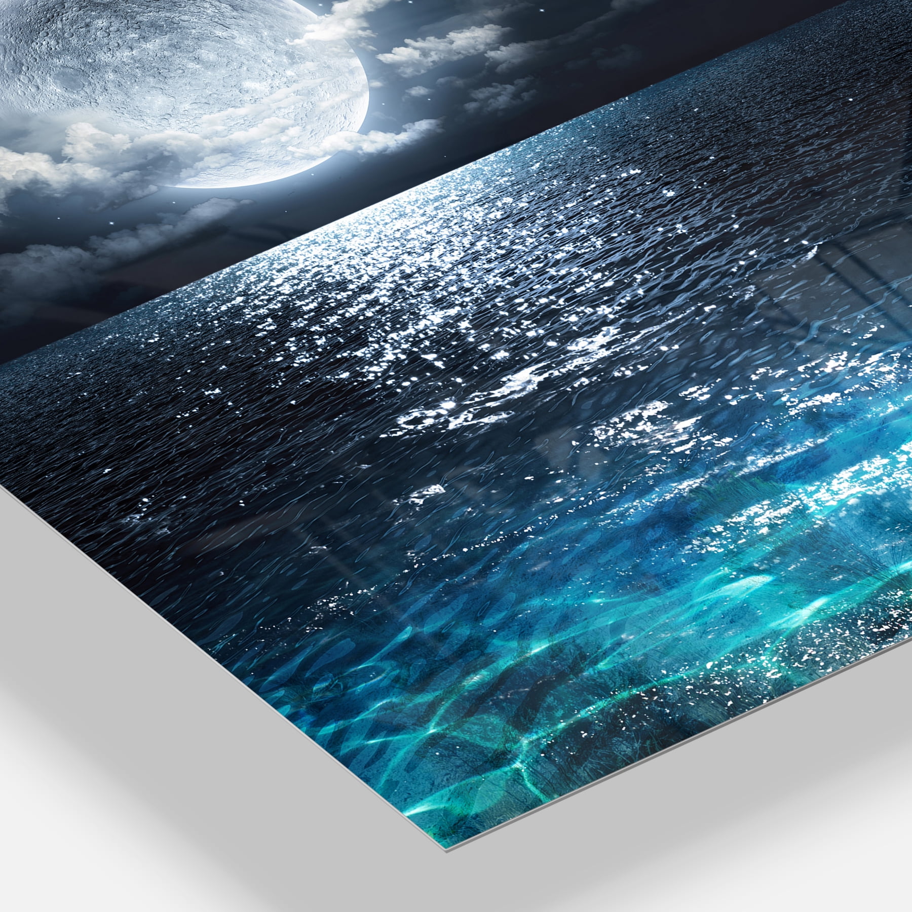 Free Shipping! Designart Romantic Full Moon Over Sea 40x30