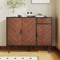thumbnail image 3 of Homy Casa Armoire de Rangement Moderne en Bois Noir avec Tiroir et Tablettes Ajustables Console 35,5 Table de Sofa, 3 of 12