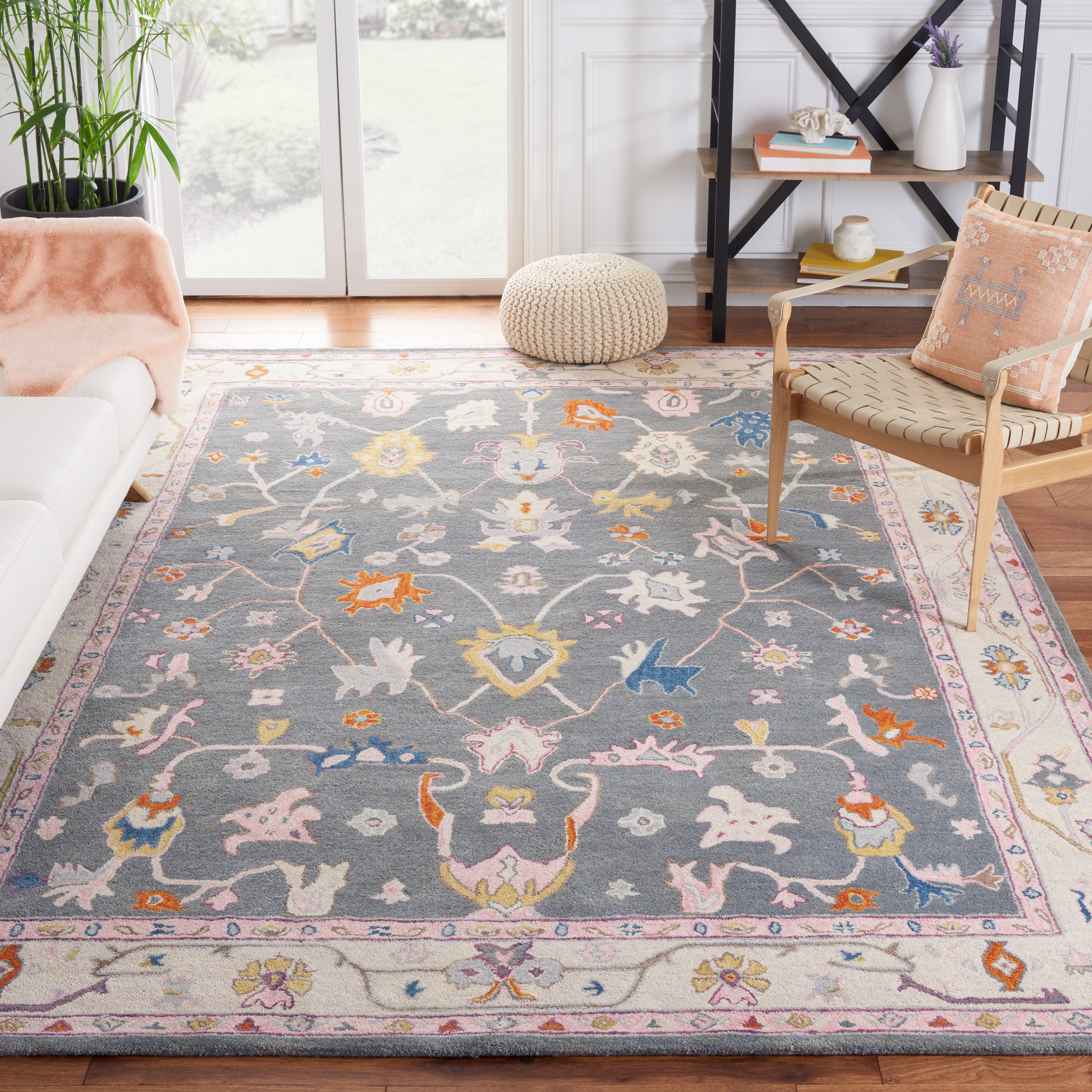 SAFAVIEH Anatolia Dalton Oriental Wool Area Rug, Dark Grey/Ivory, 8' x 10'