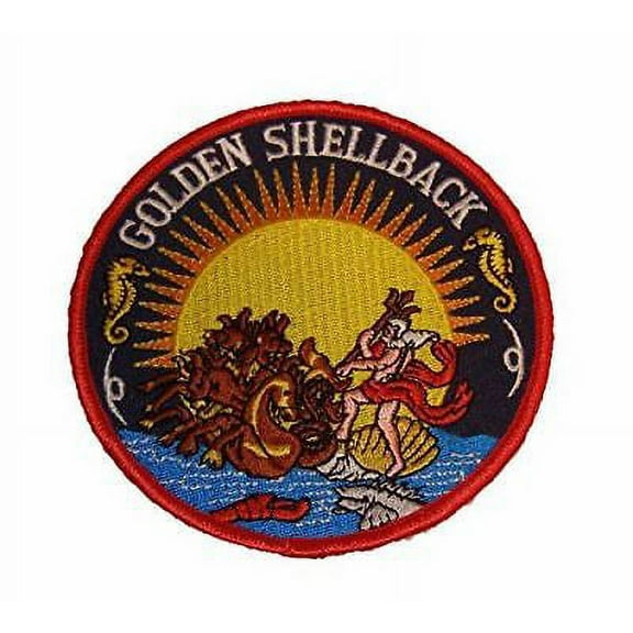USN NAVY GOLDEN SHELLBACK PATCH LINE CROSSING EQUATOR INTERNATIONAL DATELINE
