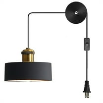 JLOWCO Led Hanging Lights with Plug in Cord,modern Pendant Lights Kitchen Island Lighting Retro Bedroom Hanging Lamp Black (LED Bulb Include)