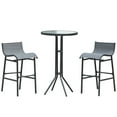 thumbnail image 2 of Outsunny 3 Piece Bar Height Outdoor Bistro Set for 2, Round Patio Pub Table 2 Bar Chairs with Comfortable Design & Strong Build, Charcoal Gray, 2 of 9