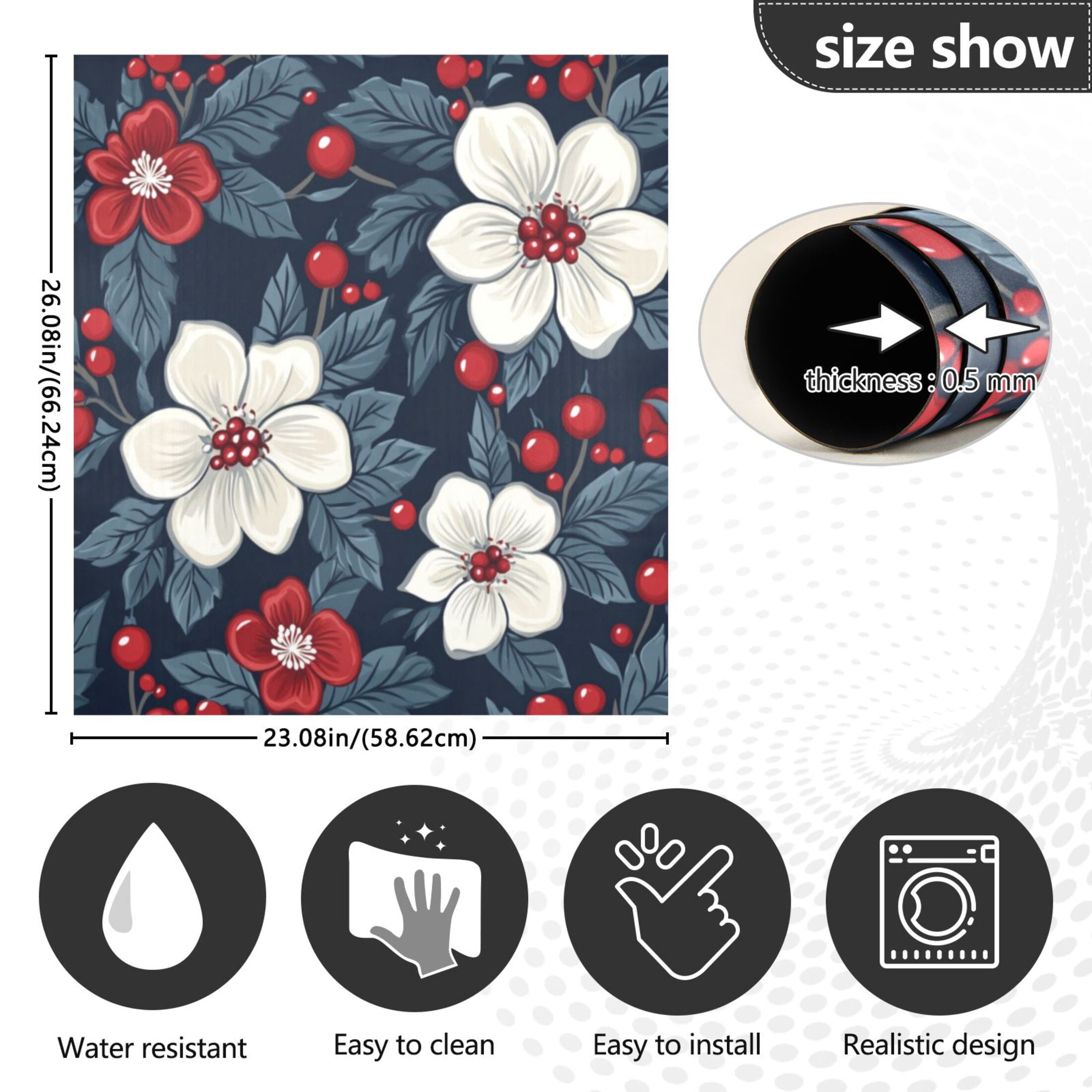 Dishwasher Magnetic Sticker 23x26 Inch Refrigerator Magnetic Sticker Washing Machine Magnetic Sticker Kitchen Panel Magnetic Sticker Home Decor Large White Flower
