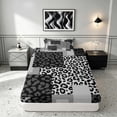 thumbnail image 4 of Manfei Leopard Patchwork Twin Sheets, Cheetah Print Bedding, Gray and Black, Black Reversible 3pcs1 Flat Sheet + 1 Fitted Sheet + 1 Pillowcase, 4 of 6