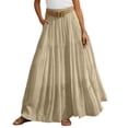 thumbnail image 3 of XINPING Midi Skirts for Women Plus Size Relaxed Fit Solid Color Lightweight Vacation Outfits Long Skirts for Women Boho Maxi Skirt with Pockets, 3 of 6
