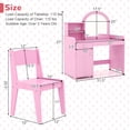 thumbnail image 3 of Costway Kid Vanity Table Chair Set 2-Color LED Lights Large Drawer Shelf Cabinet Pink, 3 of 10