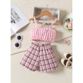 thumbnail image 3 of Luethbiezx Fashionable Bubble Cami Tops with Big Bowknot and Plaid Shorts for Girls' Summer Style, 3 of 7
