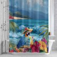 thumbnail image 2 of Beach Parrot Bathroom Shower Curtain, Summer Beach Ocean Tropical Plant Waterproof Washable Soft Bath Curtain for Bathtub Decor with 12 Hooks&Grommet, 72x72 Inch, 2 of 9
