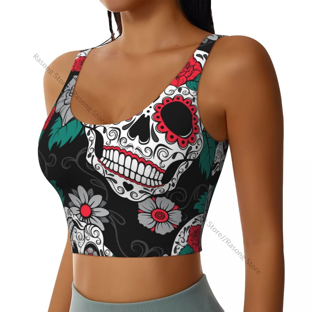 Women Sexy Sports Vest Traditional Mexican Sugar Skulls Female Streetwear Sport Lingerie Tee Crop Top Women Sexy Sports Vest Traditional Mexican Sugar Skulls Female Streetwear Sport Lingerie Tee Crop Top