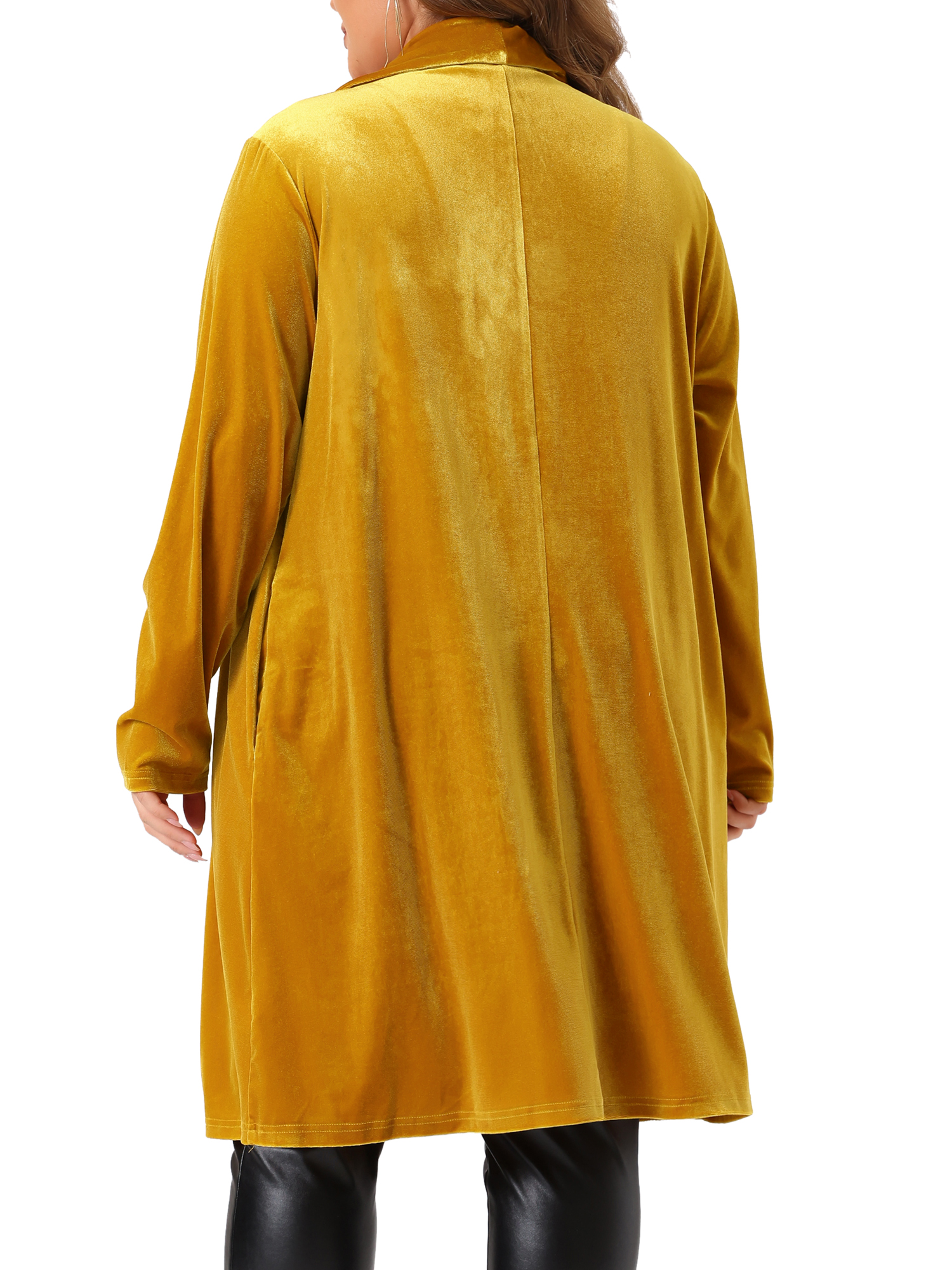 DARING DIVA Women's Plus Velvet Jackets Open Front Lightweight Long Sweaters 1X Gold
