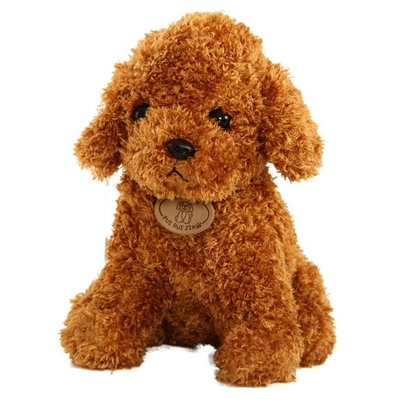 Cartoon Cute Poodle Dog Puppy Plush Stuffed Doll Huggable Toy Home Ornament Gift(Dark Brown)